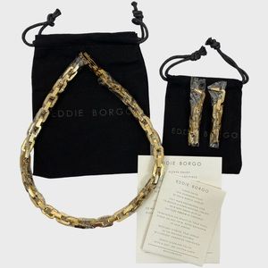 Eddie Borgo $675 Gold Supra Handmade Chain Link Necklace + Earring Set NWT